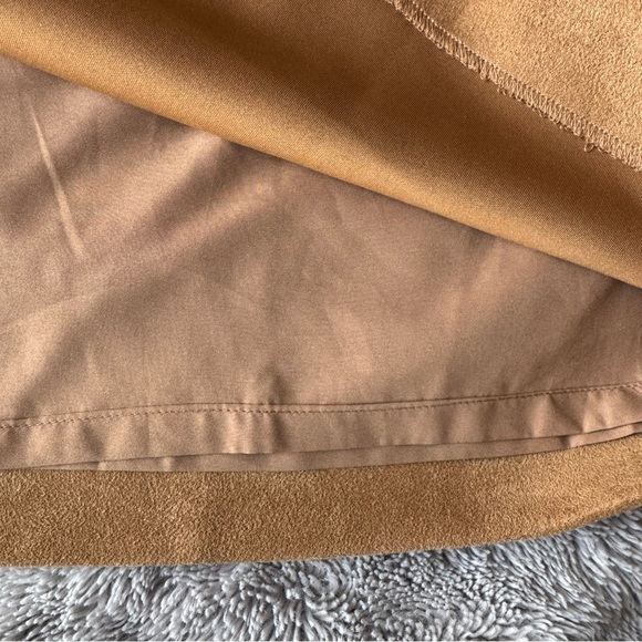 LOFT Plus Faux Suede Mini Skirt Tan Camel A-Line Pockets Boho Fall Chic - Picture 6 of 9